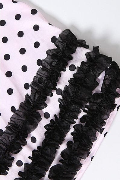 Dames Mini Jurk Met Stippenprint En Bustier Halslijn
