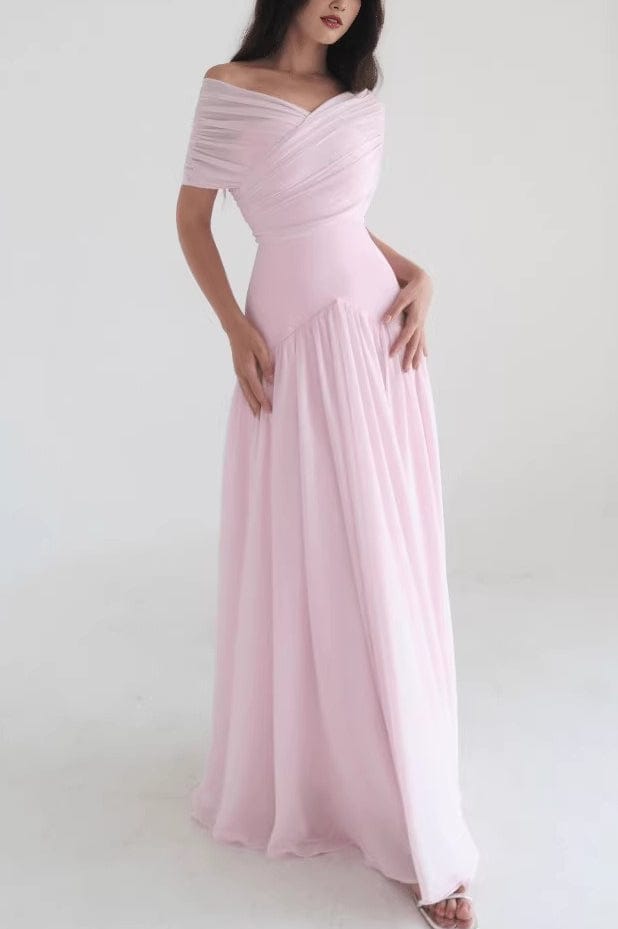 Dames Off Shoulder Maxi Jurk Roze