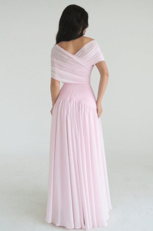 Dames Off Shoulder Maxi Jurk Roze