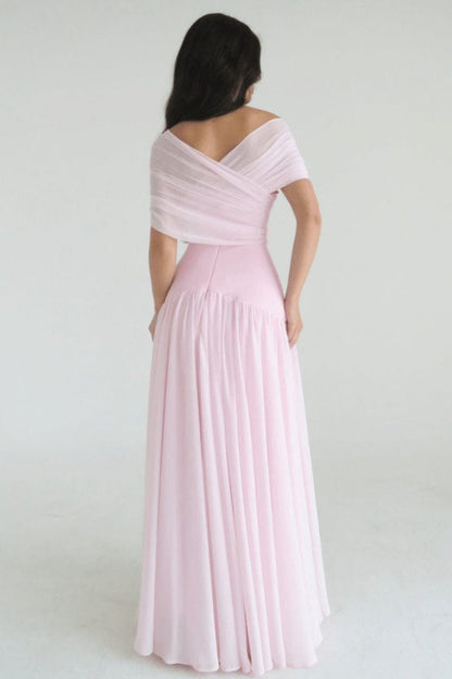 Dames Off Shoulder Maxi Jurk Roze