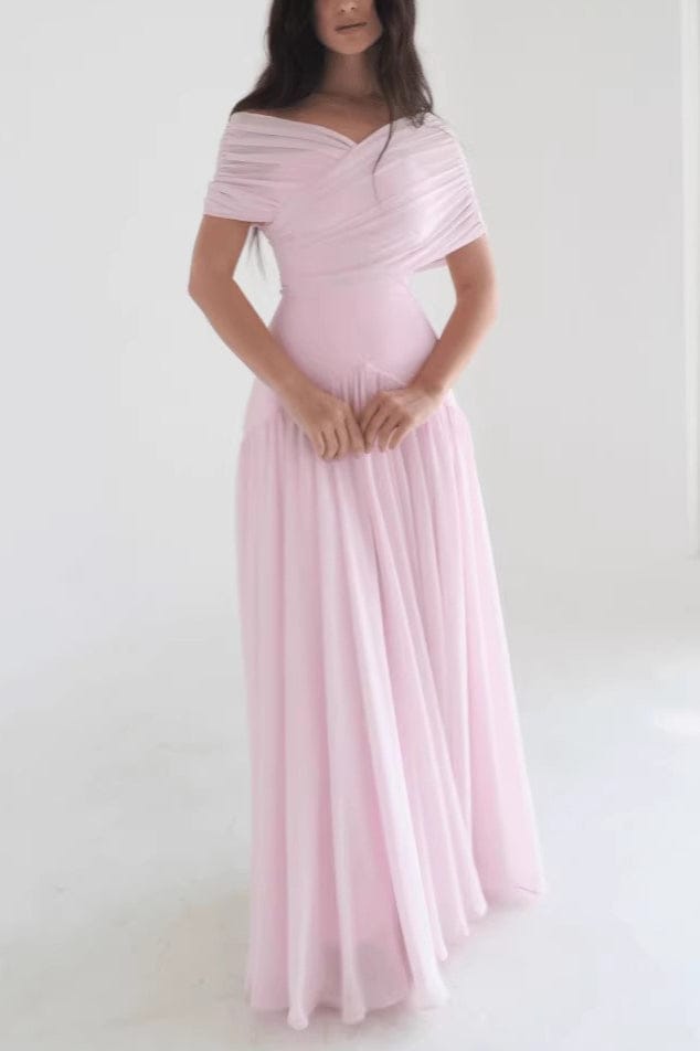 Dames Off Shoulder Maxi Jurk Roze