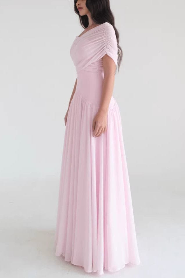 Dames Off Shoulder Maxi Jurk Roze
