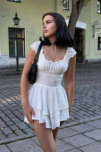 Dames Off Shoulder Wikkel Mini Jurk Met Borduursel