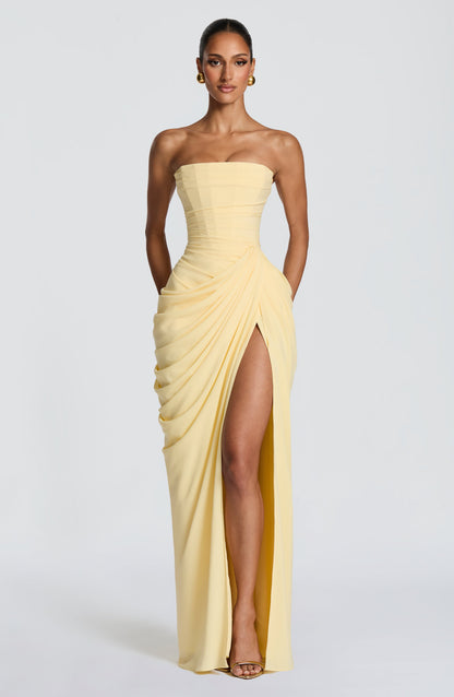 Dames Straploze Maxi Jurk Met Ruches