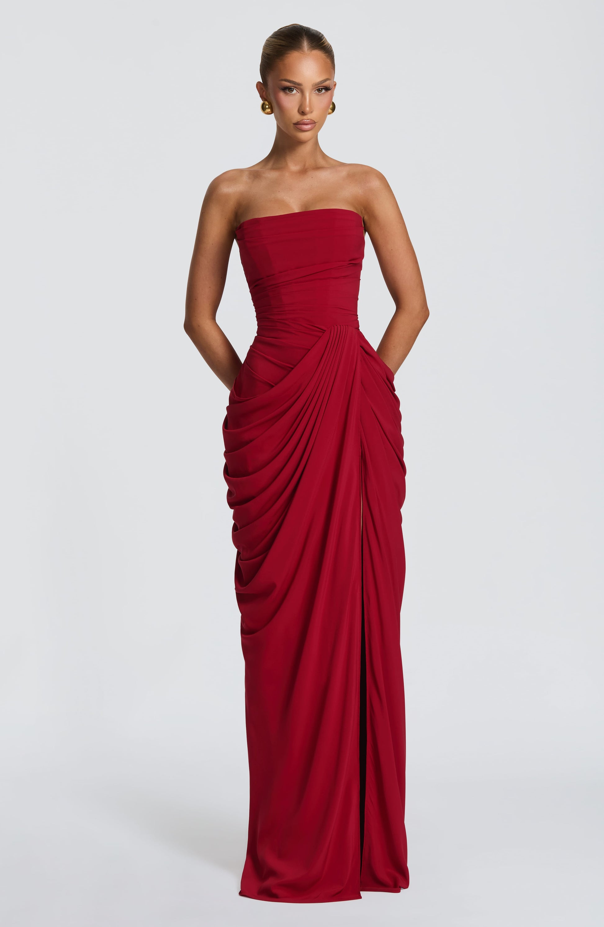Dames Straploze Maxi Jurk Met Ruches