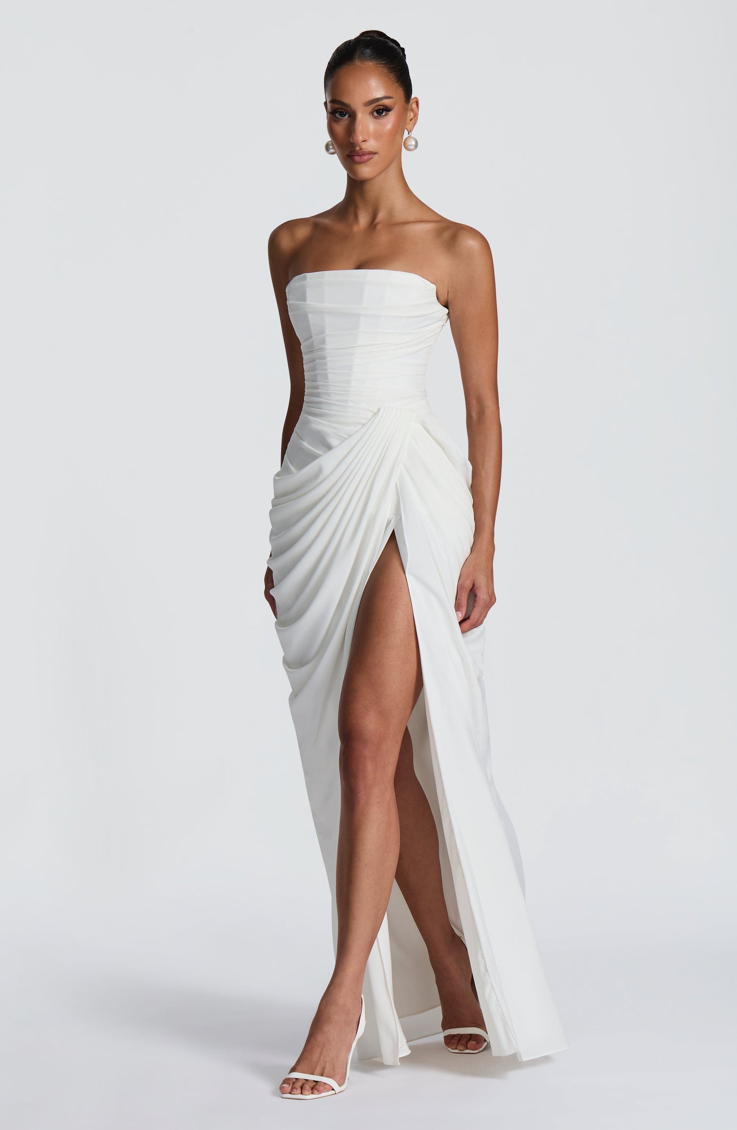 Dames Straploze Maxi Jurk Met Ruches