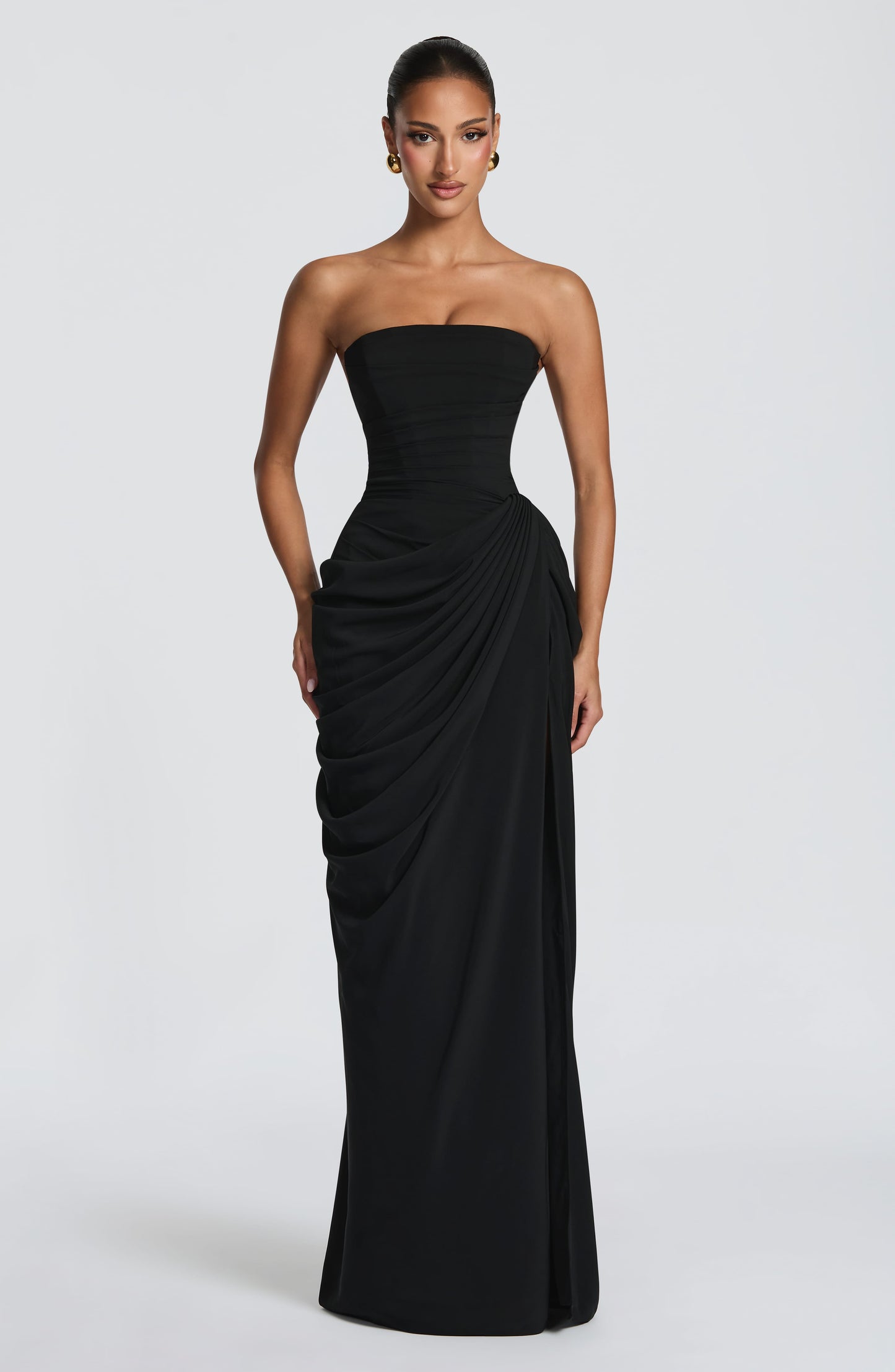 Dames Straploze Maxi Jurk Met Ruches