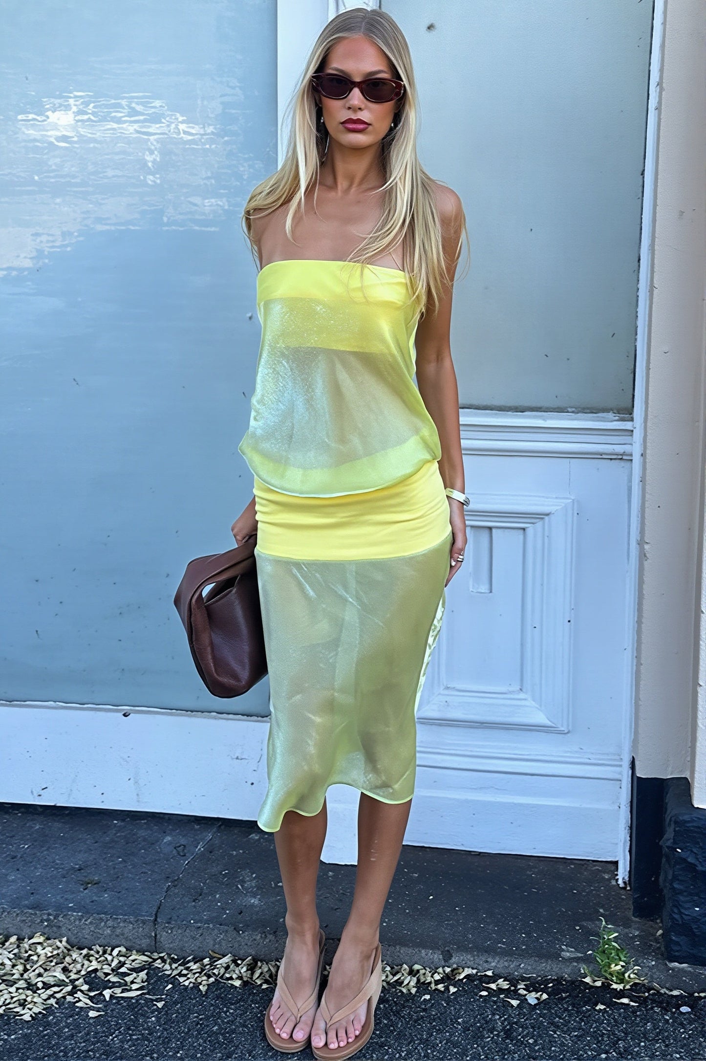 Volledige lengte van dames bodycon jurk met midi zoom