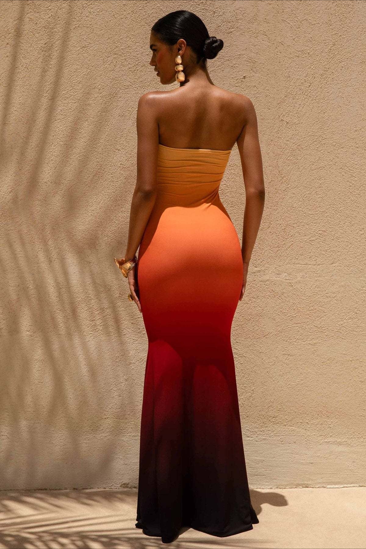 Bandeau Zeemeermin Maxi Jurk met Bloemenprint