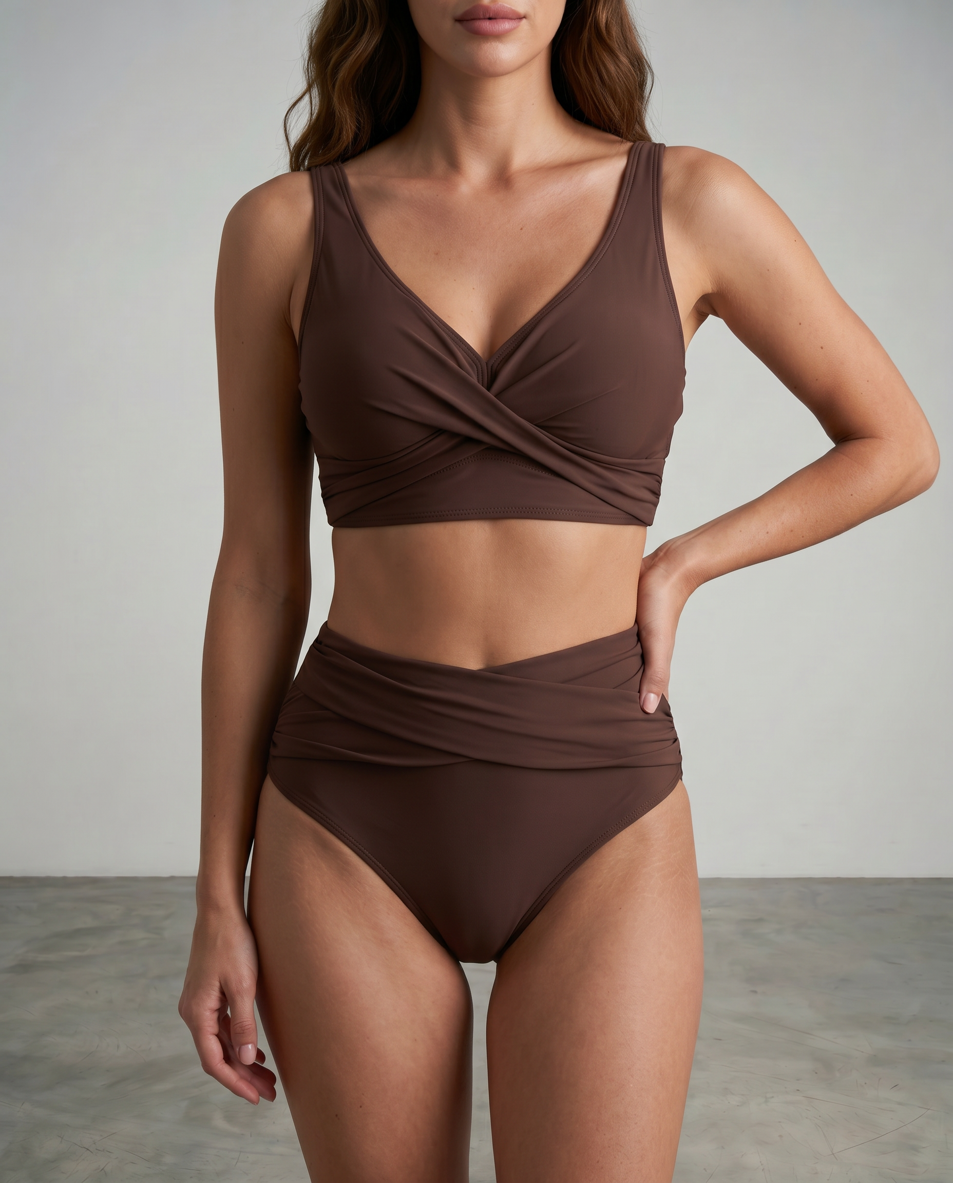 Dames wikkel bikini met sculpting fit vooraanzicht