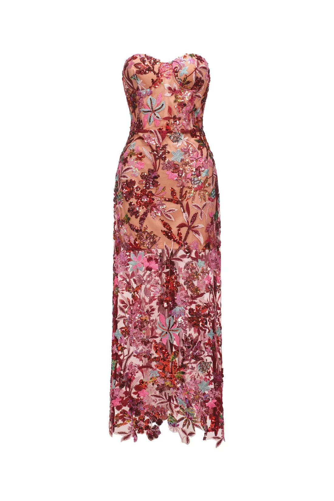 Geborduurde Pailletten Strapless Maxi Jurk zonder Rug Paars