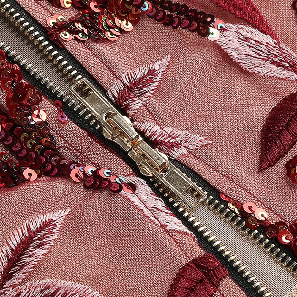 Geborduurde Pailletten Strapless Maxi Jurk zonder Rug Paars