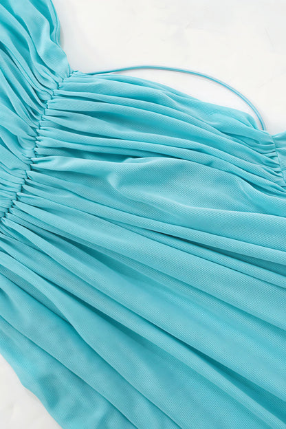 Gedrapeerde geplooide polyester mini rokken set blauw