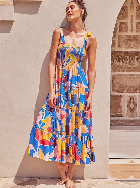 Gekleurde Zomerse Maxi Jurk Met Ibiza Printje