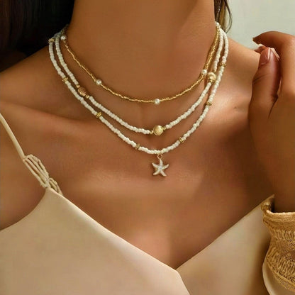 Gelaagde Zeester Hanger Ketting Goud
