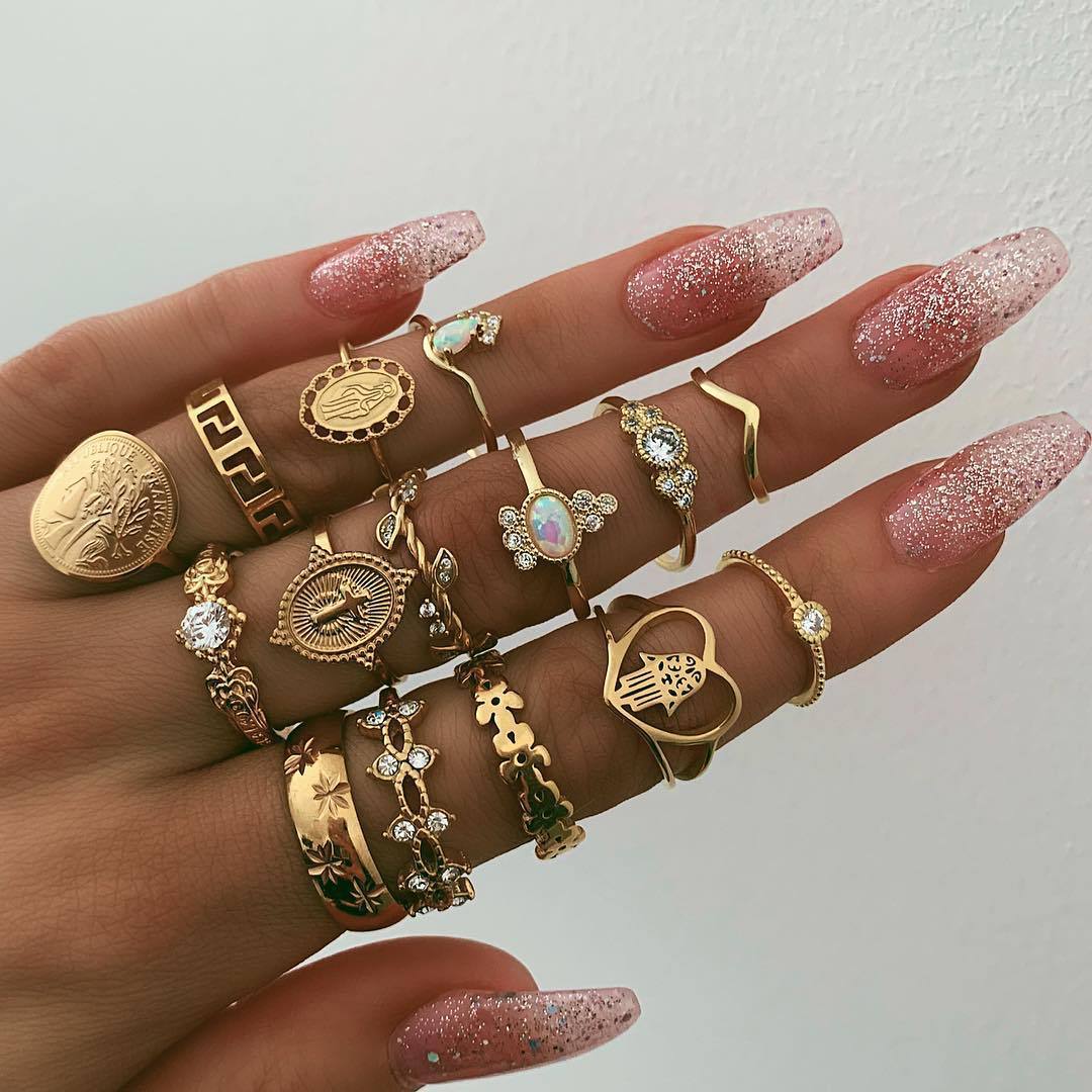 Goude Ibiza Stijl Hippie Ringen Set