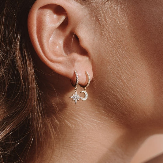 Gouden Maan en Ster Oorbellen voor Dames