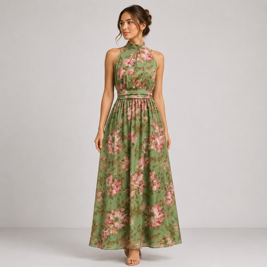 Dames maxikleed met bloemenprint in een lange, soepelvallende stijl