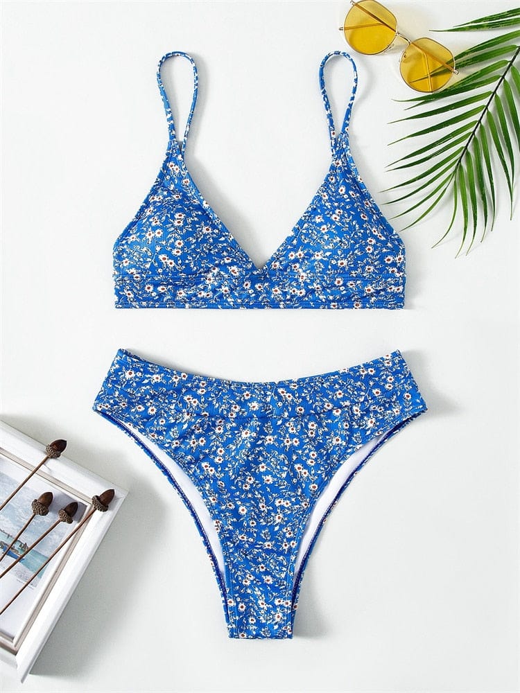 Hoge Taille Boho Bikini met Bloemenprint