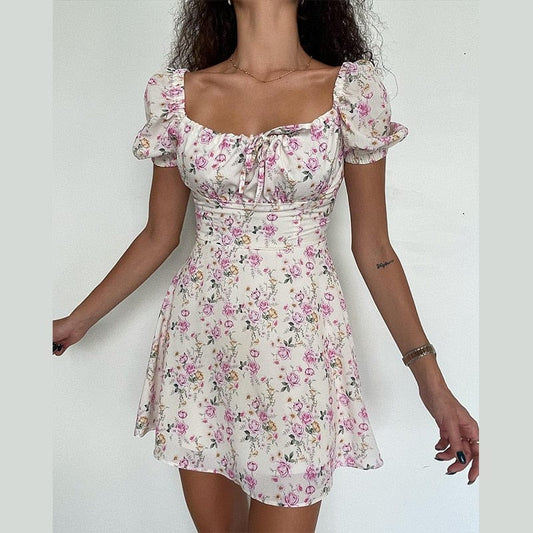 Ibiza Zomerjurk met Roze Bloemenprint