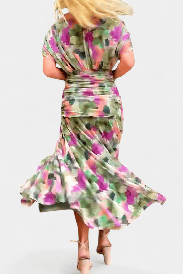 Dames Maxijurk Met Bloemenprint En V Hals