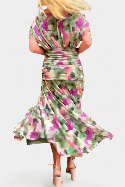 Dames Maxijurk Met Bloemenprint En V Hals