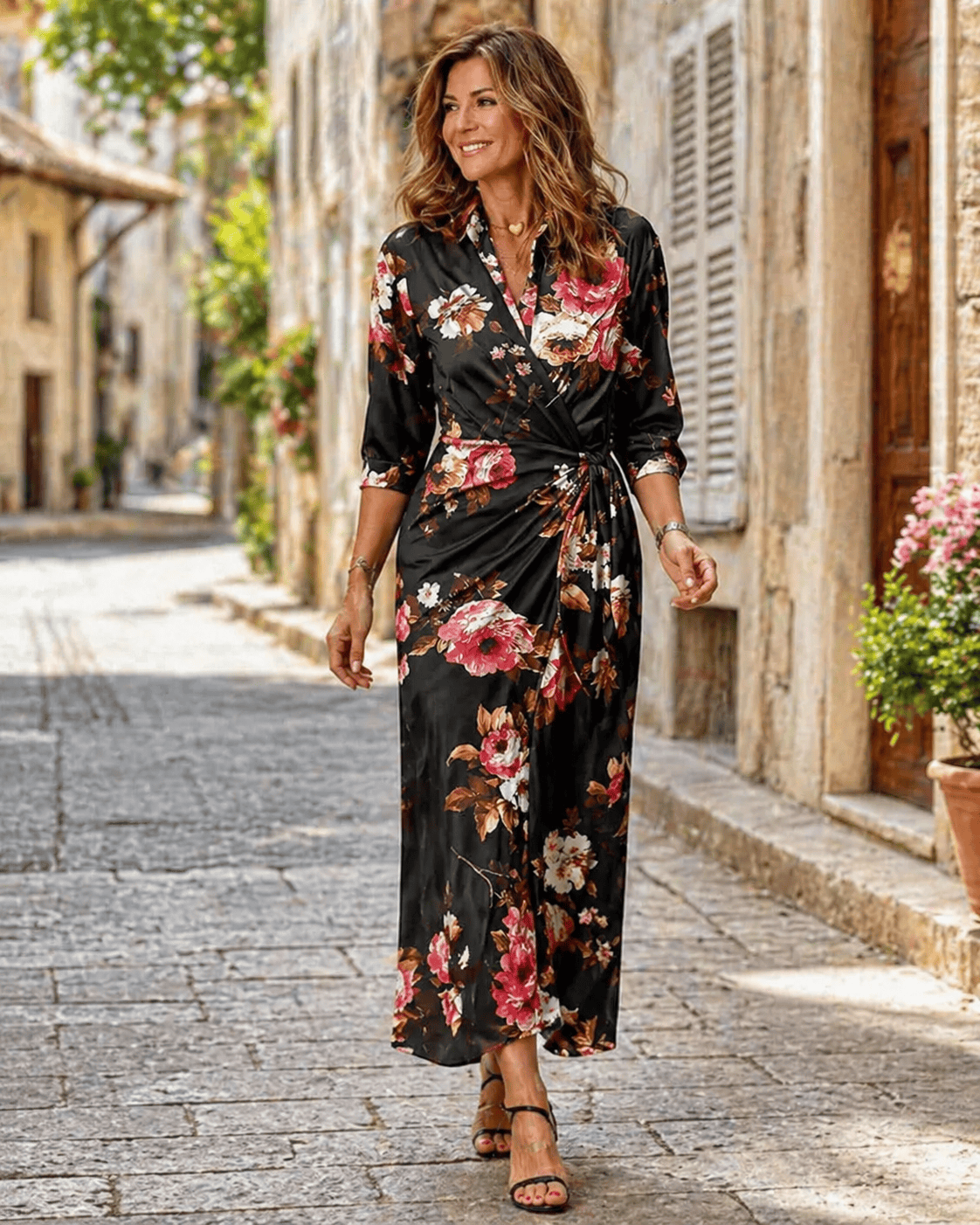 Maxi jurk lichtgewicht polyester met grafische print