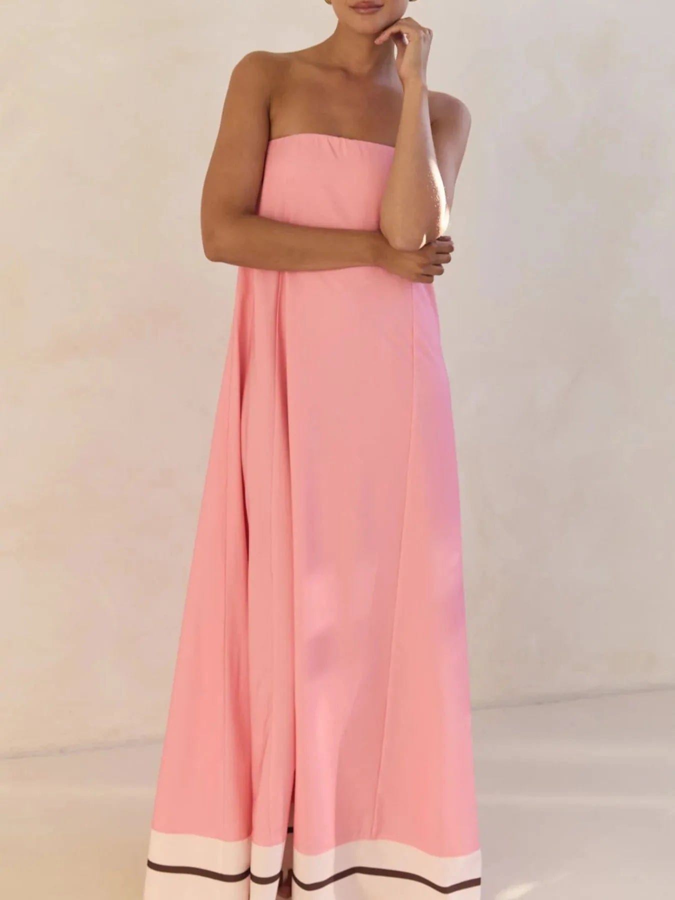 Maxi-jurk met plooien en print in buisstijl