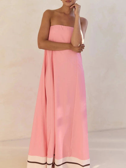 Maxi-jurk met plooien en print in buisstijl