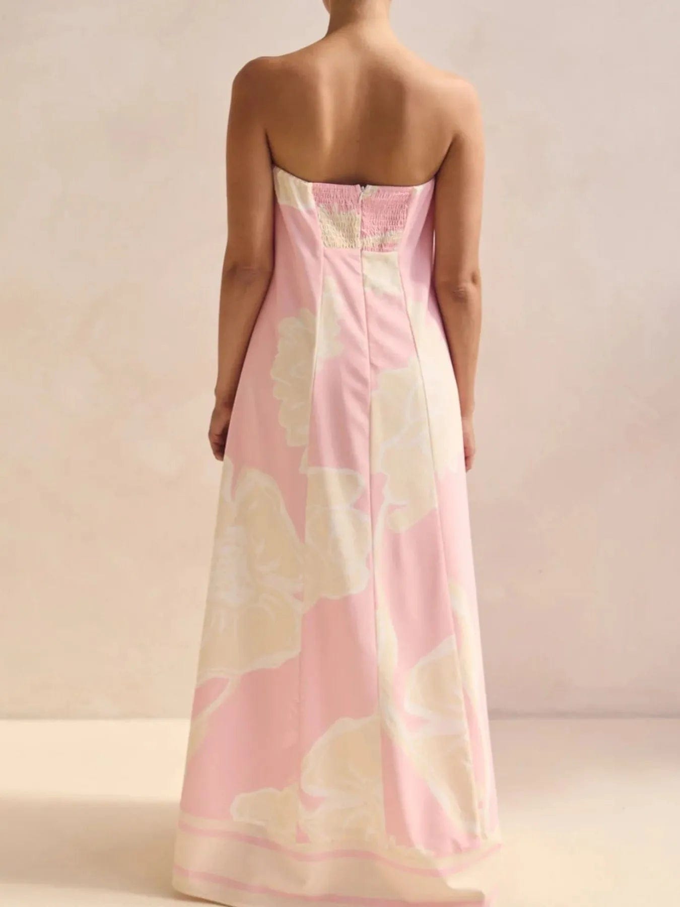 Maxi-jurk met plooien en print in buisstijl