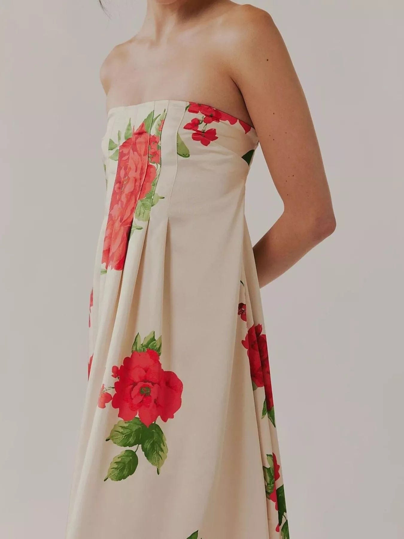 Maxi-jurk van polyester met bloemenprint en mouwloos design