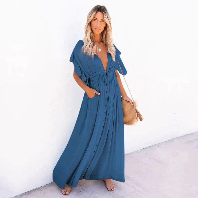 Maxi Marineblauwe Ibiza Strandjurk