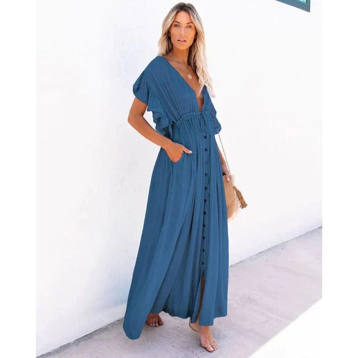 Maxi Marineblauwe Ibiza Strandjurk