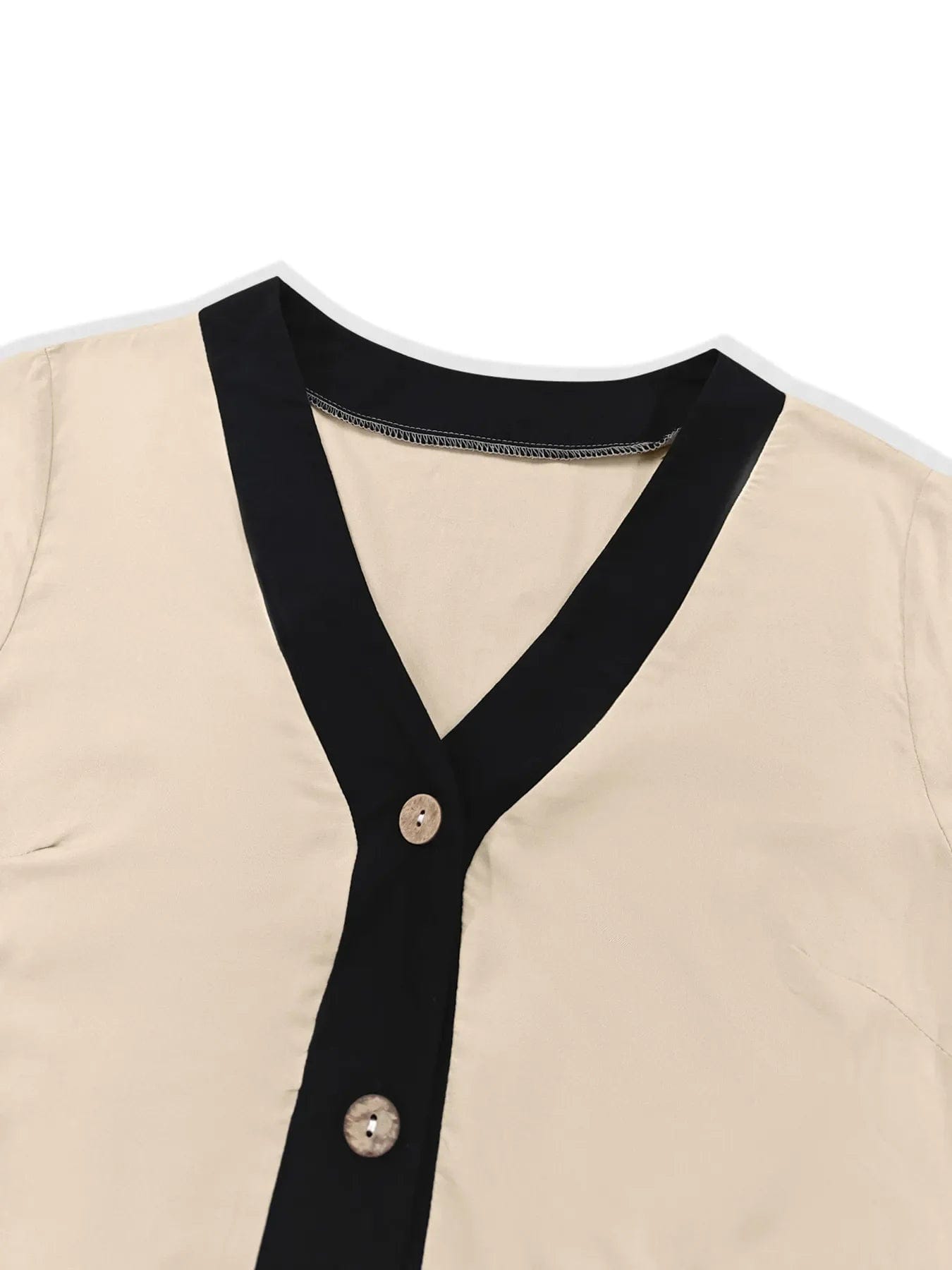 Midi-jurk met knopen en contrastbies