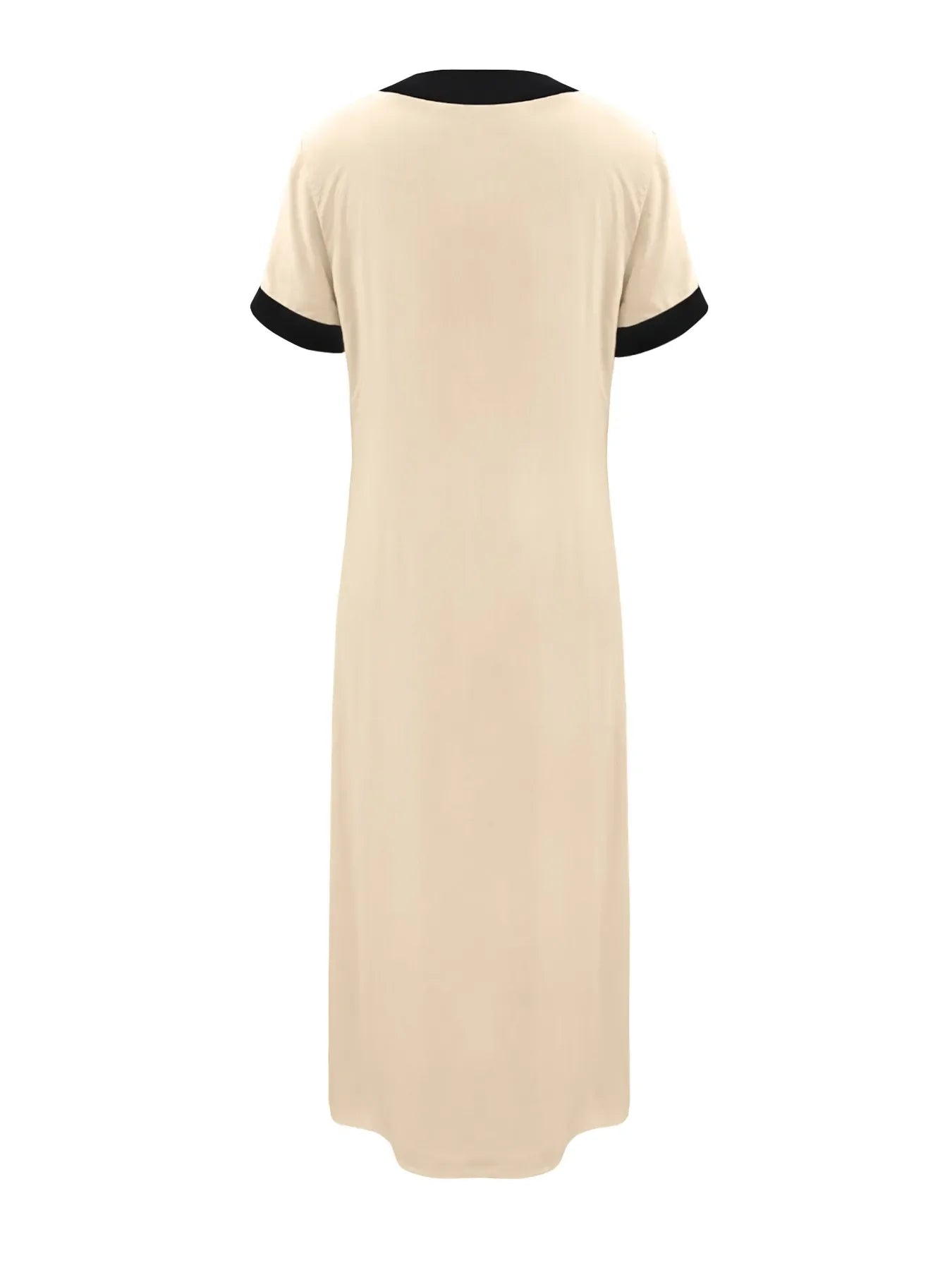 Midi-jurk met knopen en contrastbies