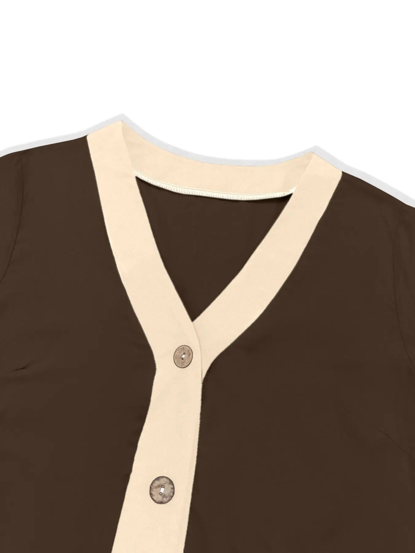 Midi-jurk met knopen en contrastbies
