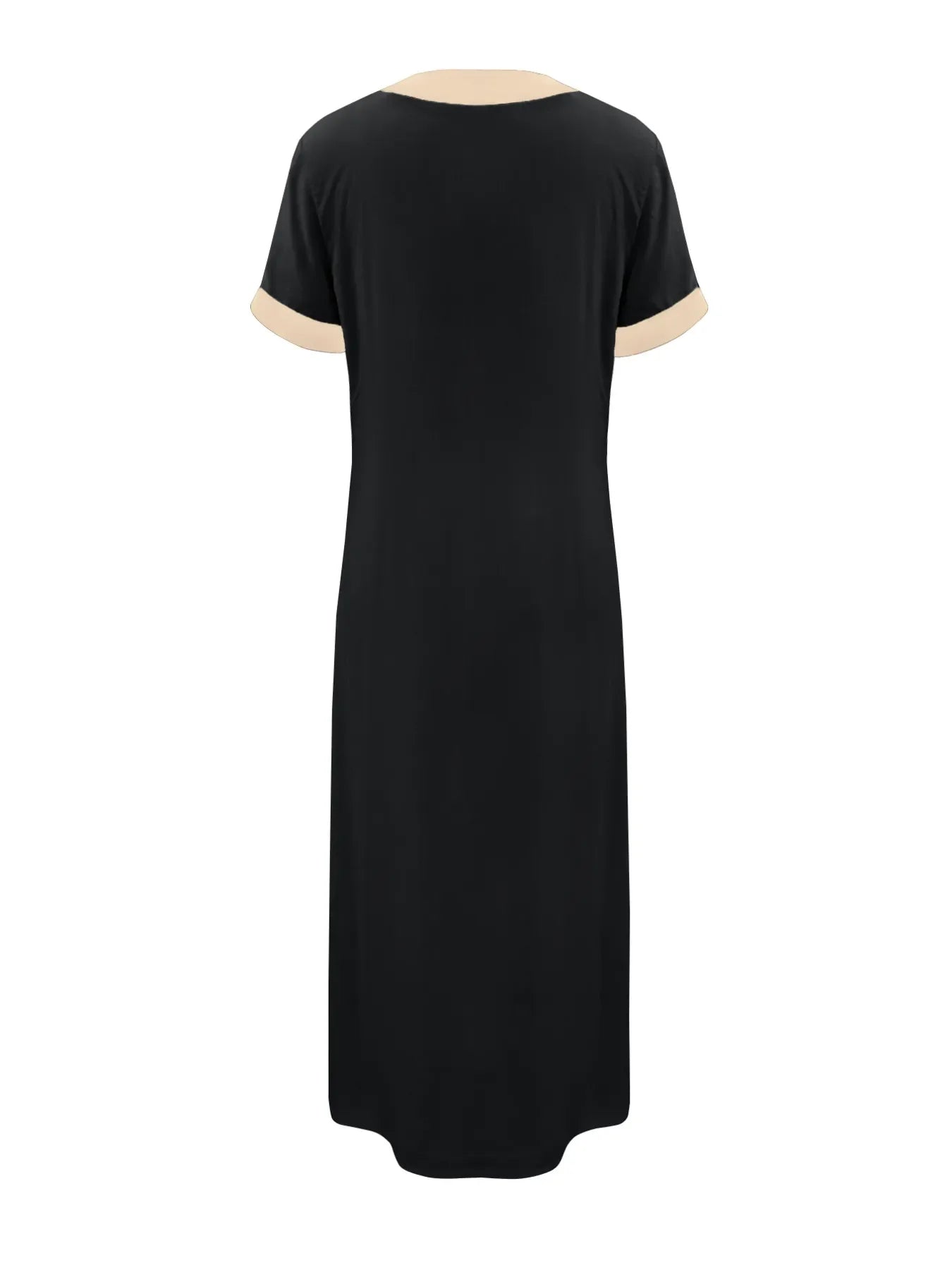 Midi-jurk met knopen en contrastbies
