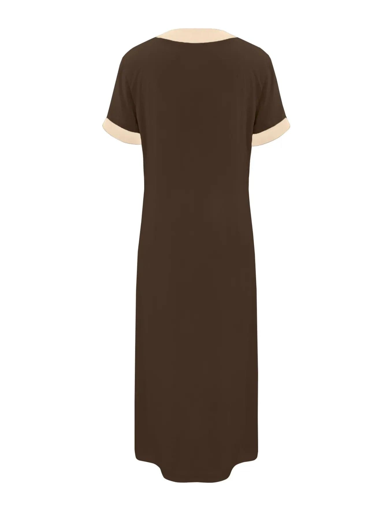 Midi-jurk met knopen en contrastbies