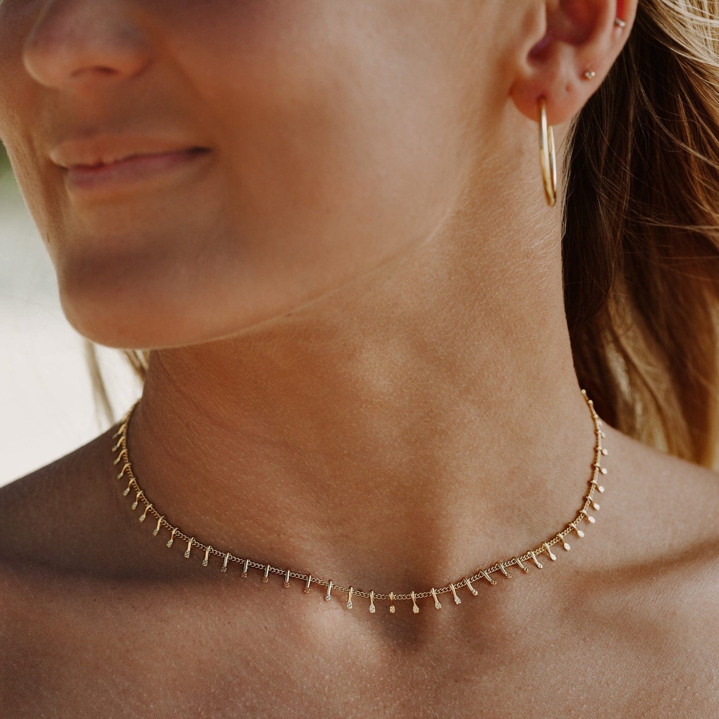 Minimalistische metalen choker ketting dames