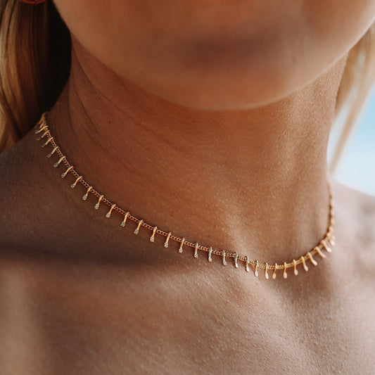 Minimalistische metalen choker ketting dames