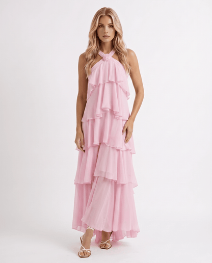 Mouwloze Maxi Jurk met Bloemenprint en Halternek voor Dames