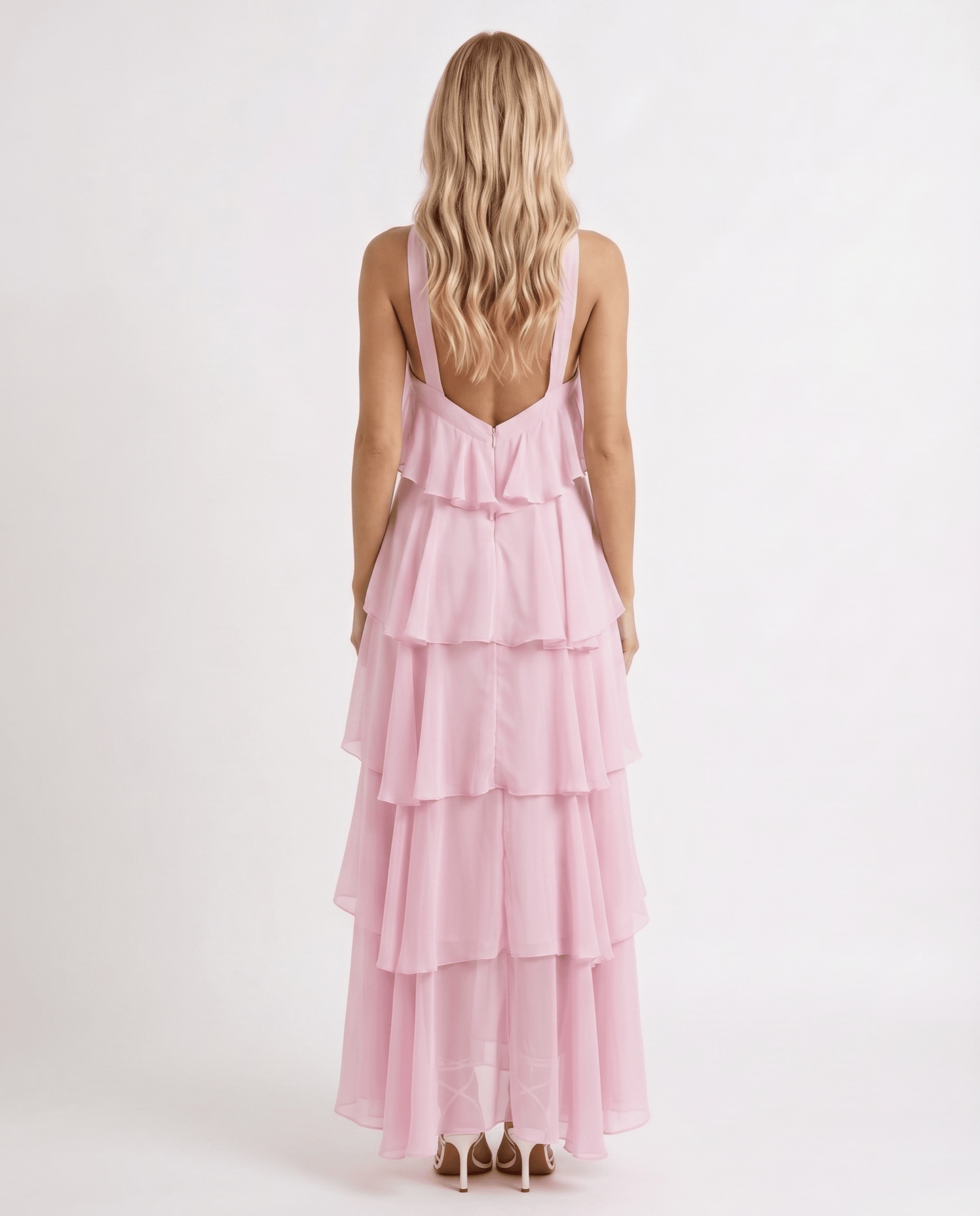 Mouwloze Maxi Jurk met Bloemenprint en Halternek voor Dames