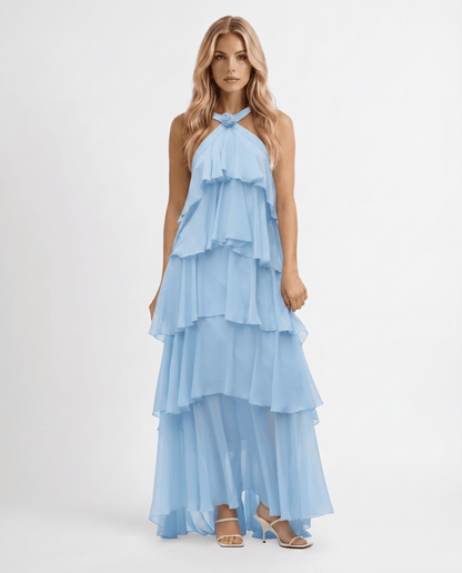 Mouwloze Maxi Jurk met Bloemenprint en Halternek voor Dames