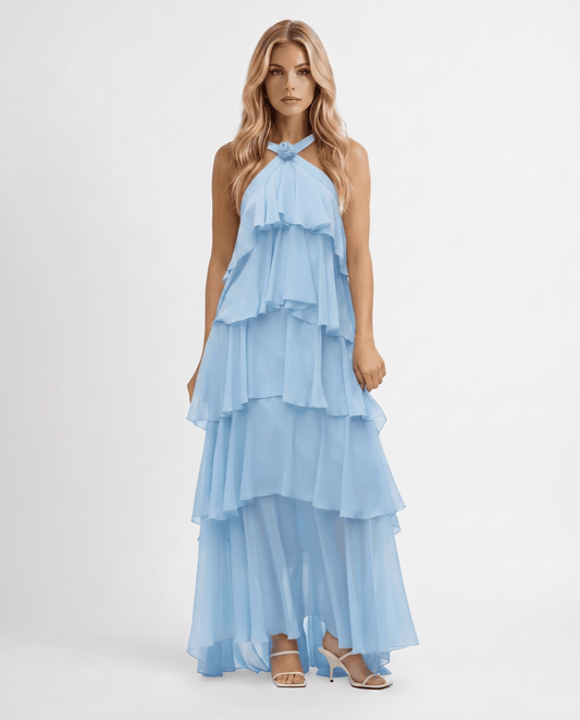 Mouwloze Maxi Jurk met Bloemenprint en Halternek voor Dames