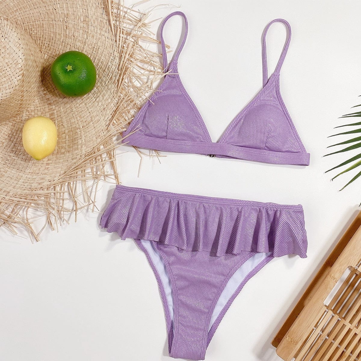 Paarse Ibiza Bikini met Boho Ruches