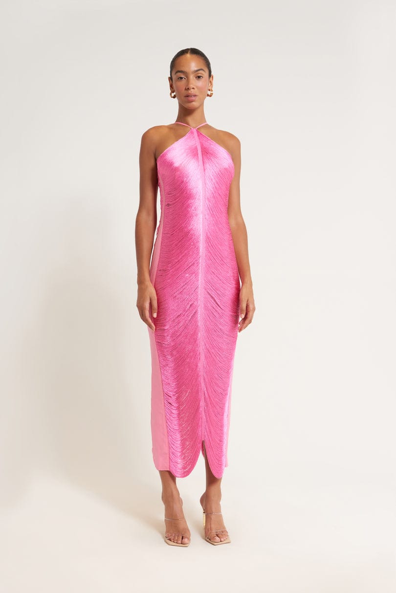 Polyester Maxi Jurk met Open Rug en Onregelmatige Zoom