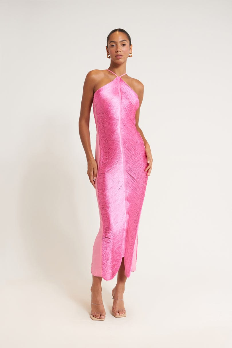 Polyester Maxi Jurk met Open Rug en Onregelmatige Zoom