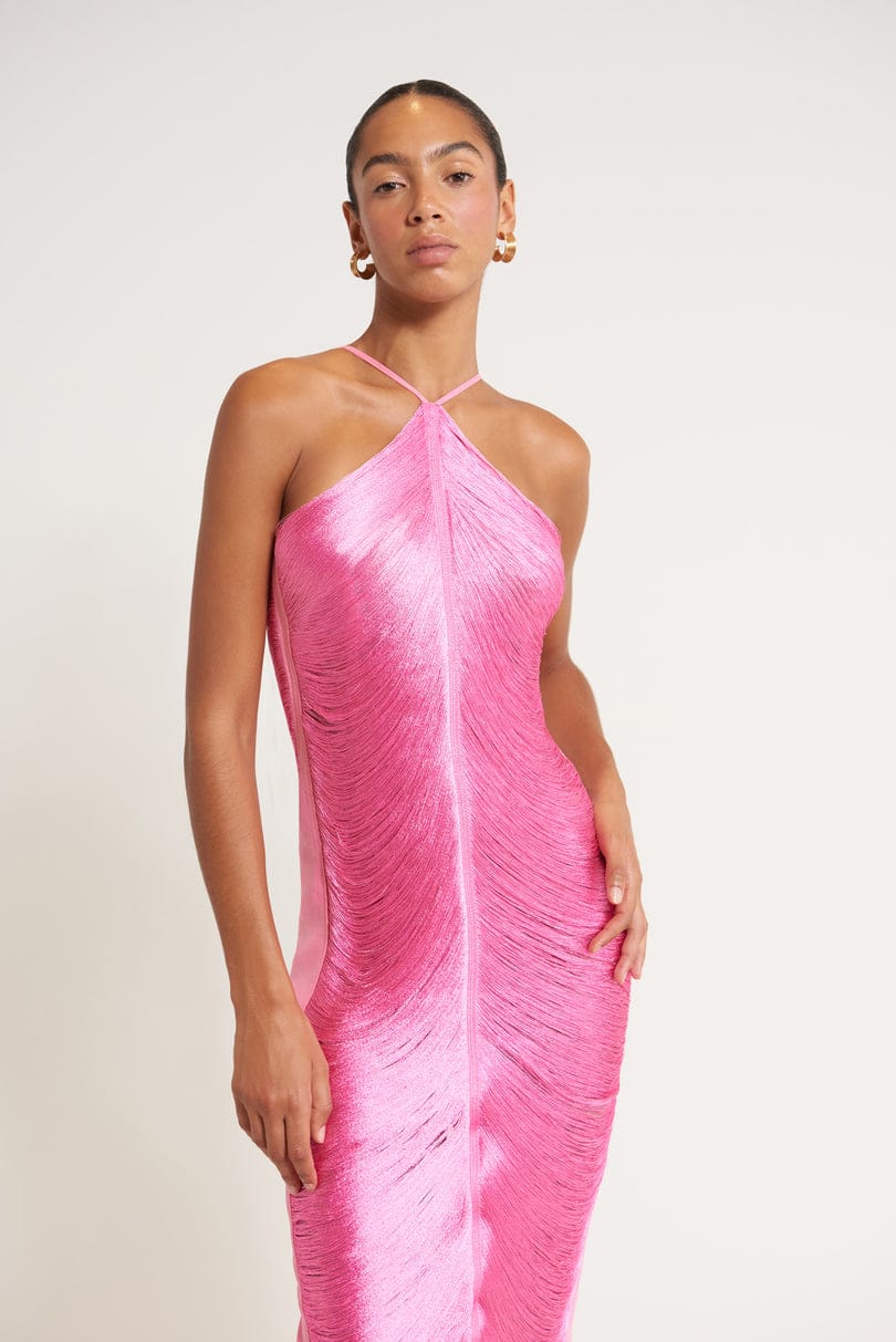 Polyester Maxi Jurk met Open Rug en Onregelmatige Zoom