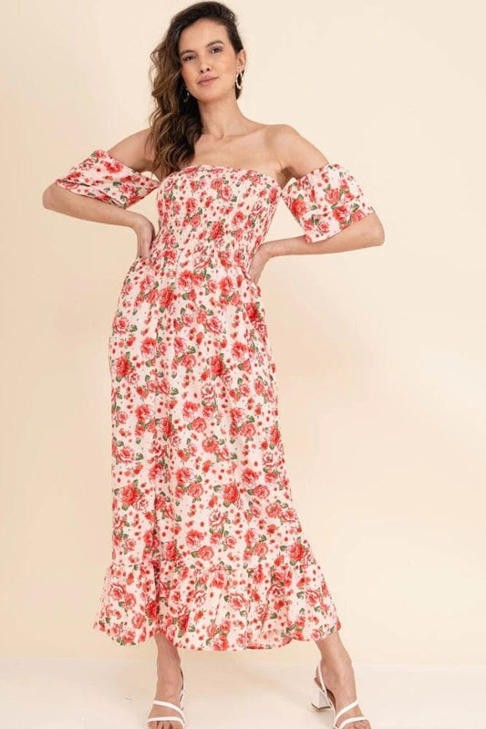 Romantische Off-shoulder Ibiza Bloemenjurk