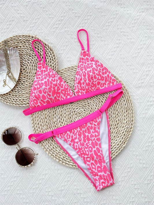 Roze Luipaard Print Bikini